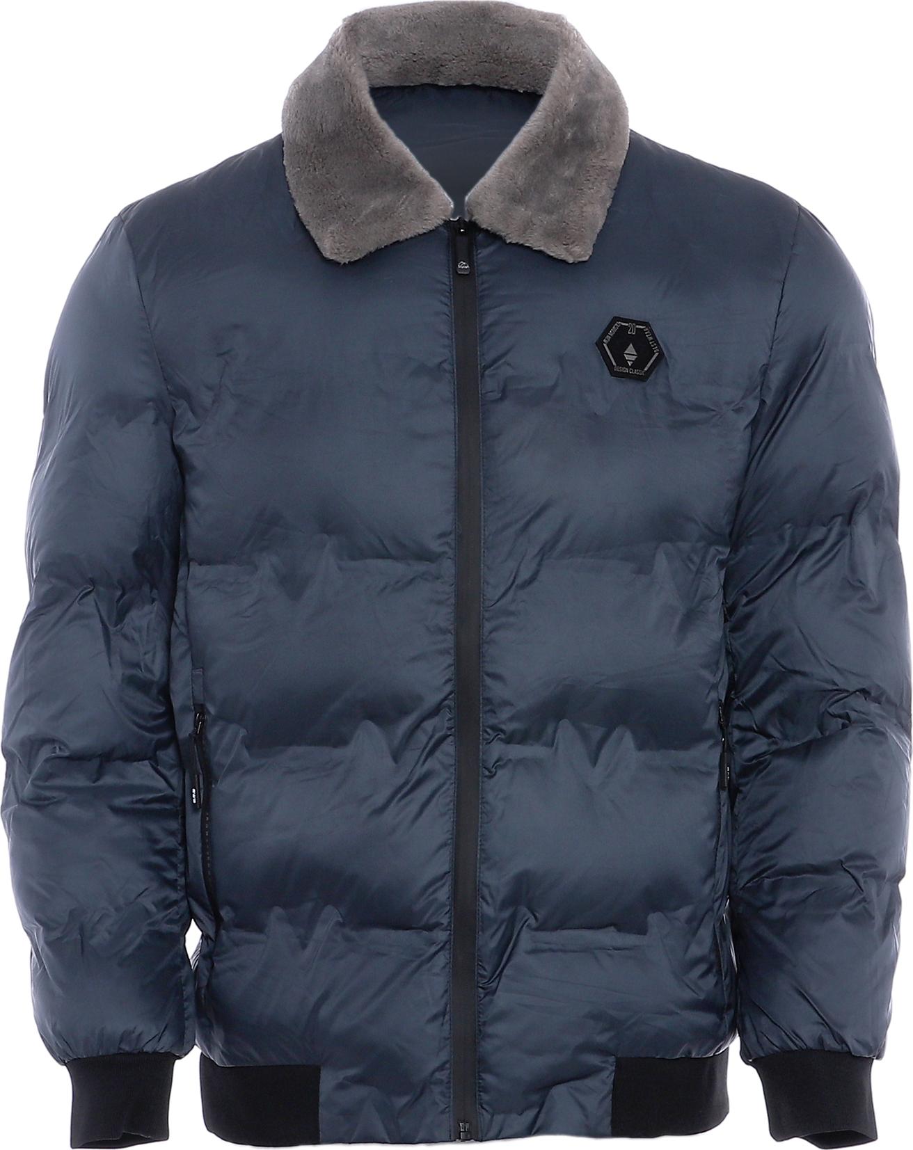 rovic herren steppjacke mit kunstfellkragen - grau, L