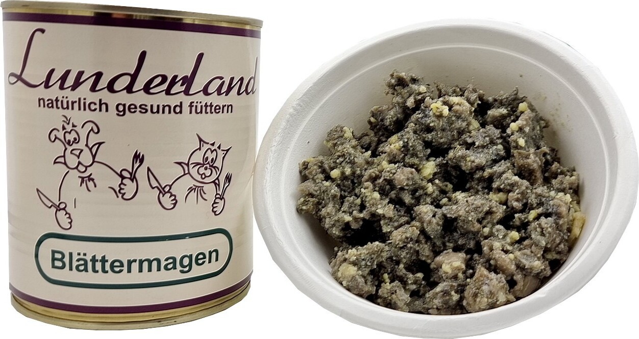 Lunderland Tierfutter Lunderland Blättermagen 800g Einzelfuttermittel für Hunde und Katzen 100 % Blättermagen vom Rind