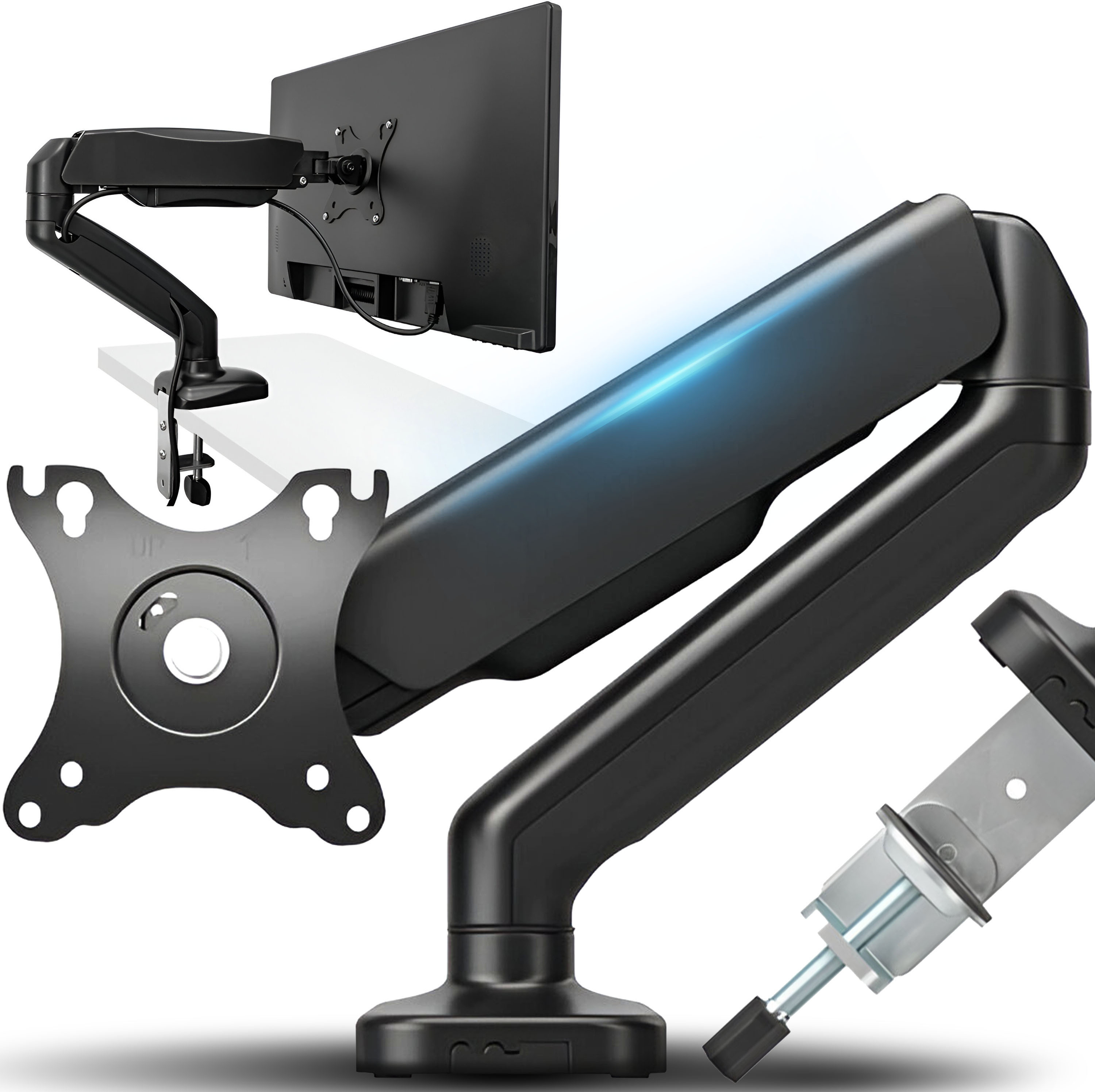 Monitorhalterung Monitor Halterung Schwenkarm Tisch Halter Bildschirm Ständer Schreibtischständer 17-27 Zoll 180° Drehungbar Max 9KG VESA 75/100 Retoo E180