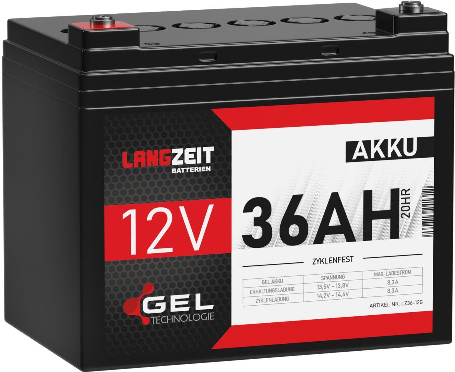 LANGZEIT Batterien Langzeit Gel Akku 36Ah 12V LZ36-12G8