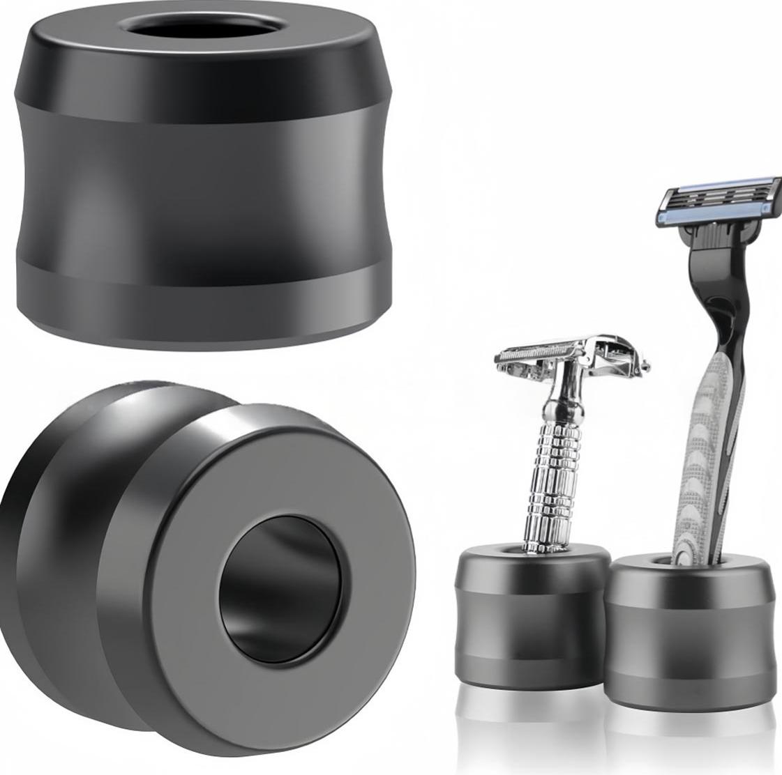 INF Rasierständer aus Aluminiumlegierung - Sichere Halterung für Nassrasierer Grau 411238