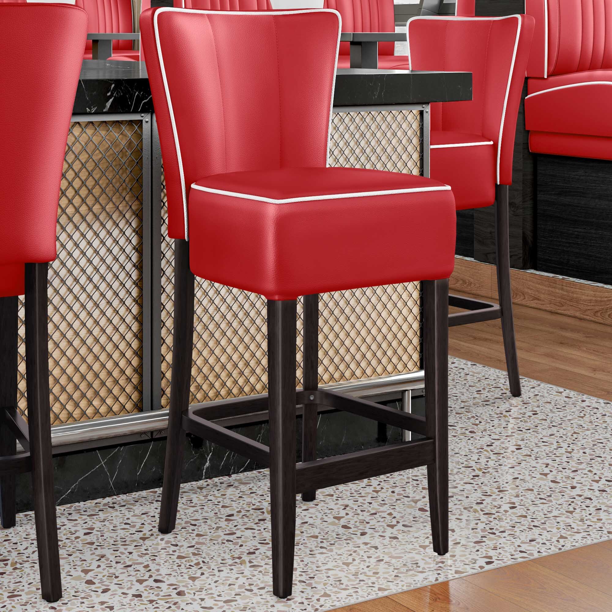 GGM Moebel International 2er-Set AMERICAN | Diner Barhocker | Rot | Leder | American Barhocker, American Diner Barhocker American.B75W.RW+