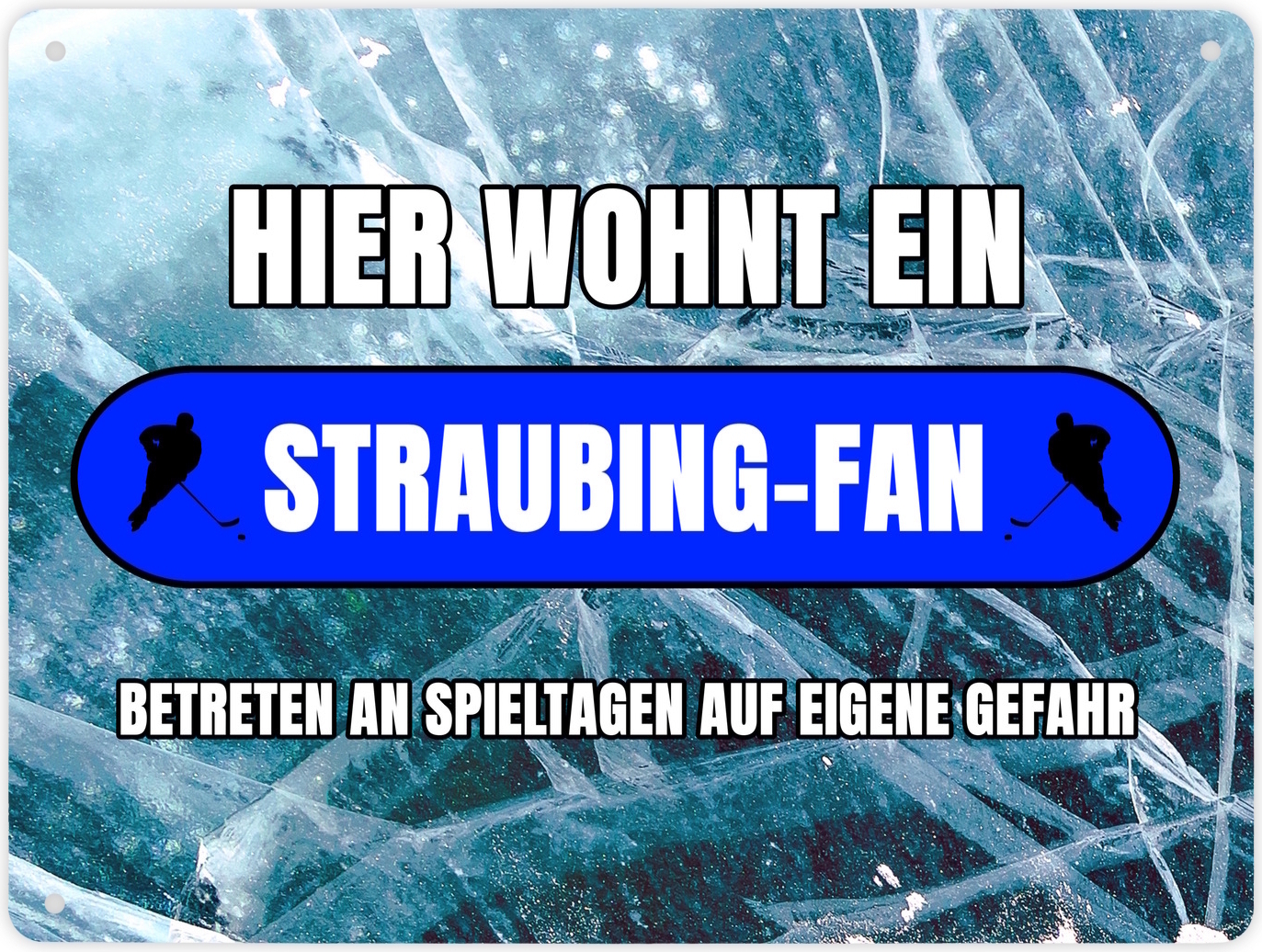 speecheese Hier wohnt ein Straubing-Fan Metallschild XL in 21x28 cm mit Eishallen