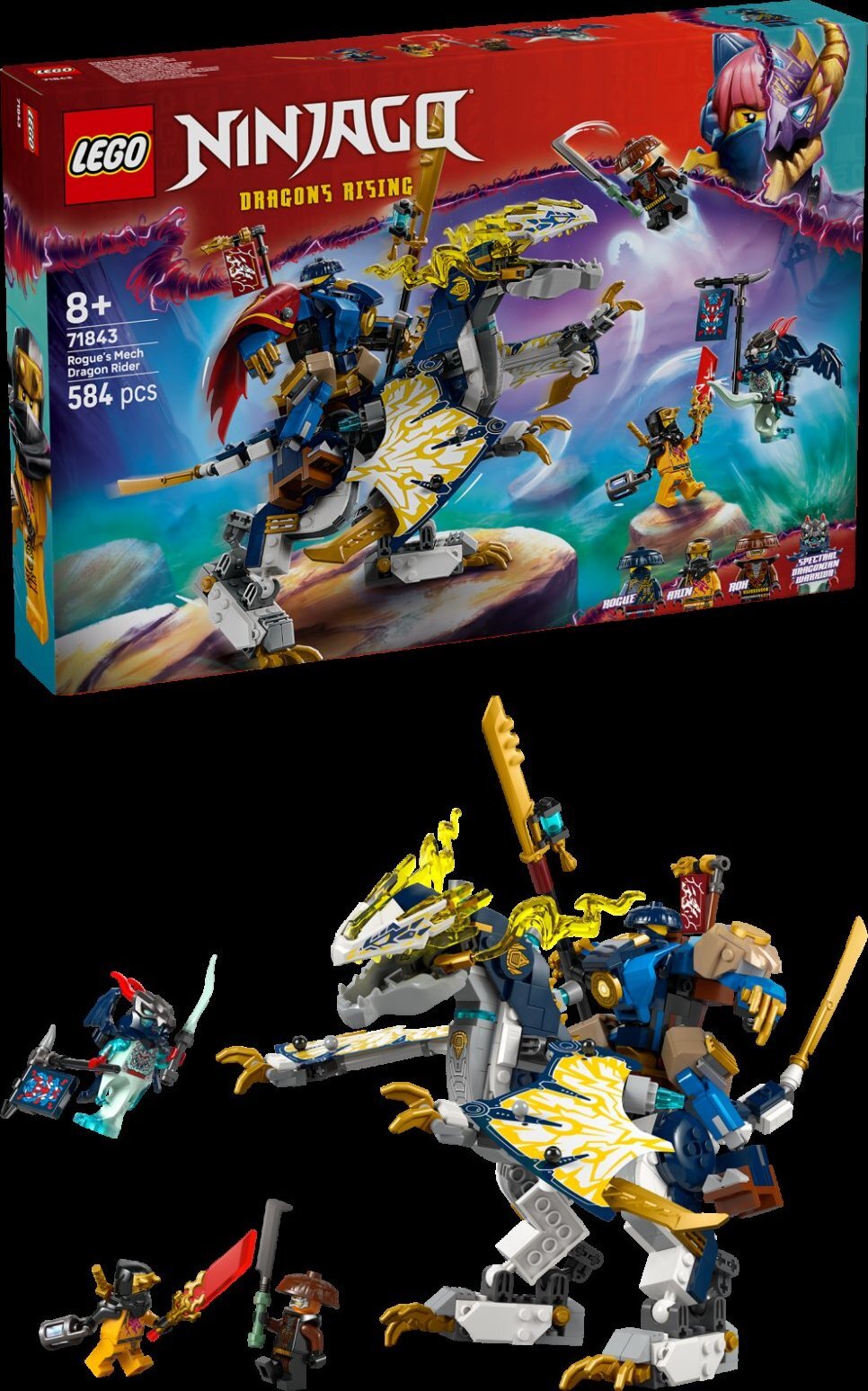 LEGO® NINJAGO® 71843 Rogue a robotický dračí jazdec