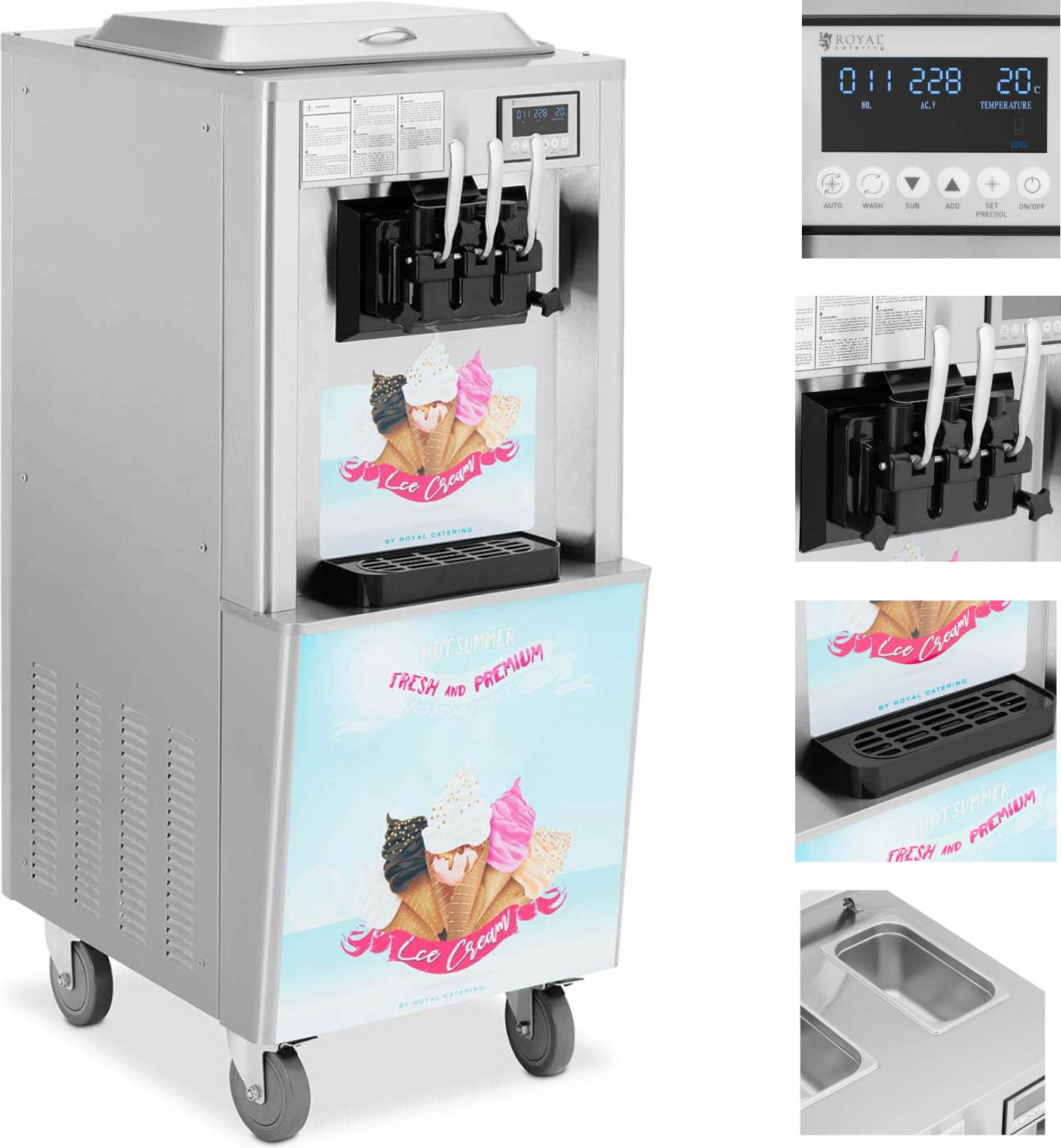 Royal Catering Italienische Eismaschine 2140 W 33 l/h - 3 Geschmacksrichtungen RCSI-24