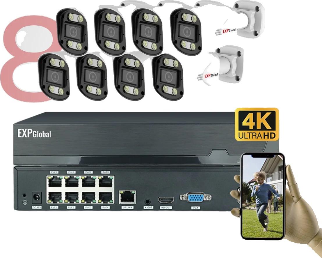 Bezpečnostný kamerový systém, rozlíšenie 5 MP, kanálový vstup, inteligentné farebné nočné videnie, 8CH 8 bullet kamier, žiadne