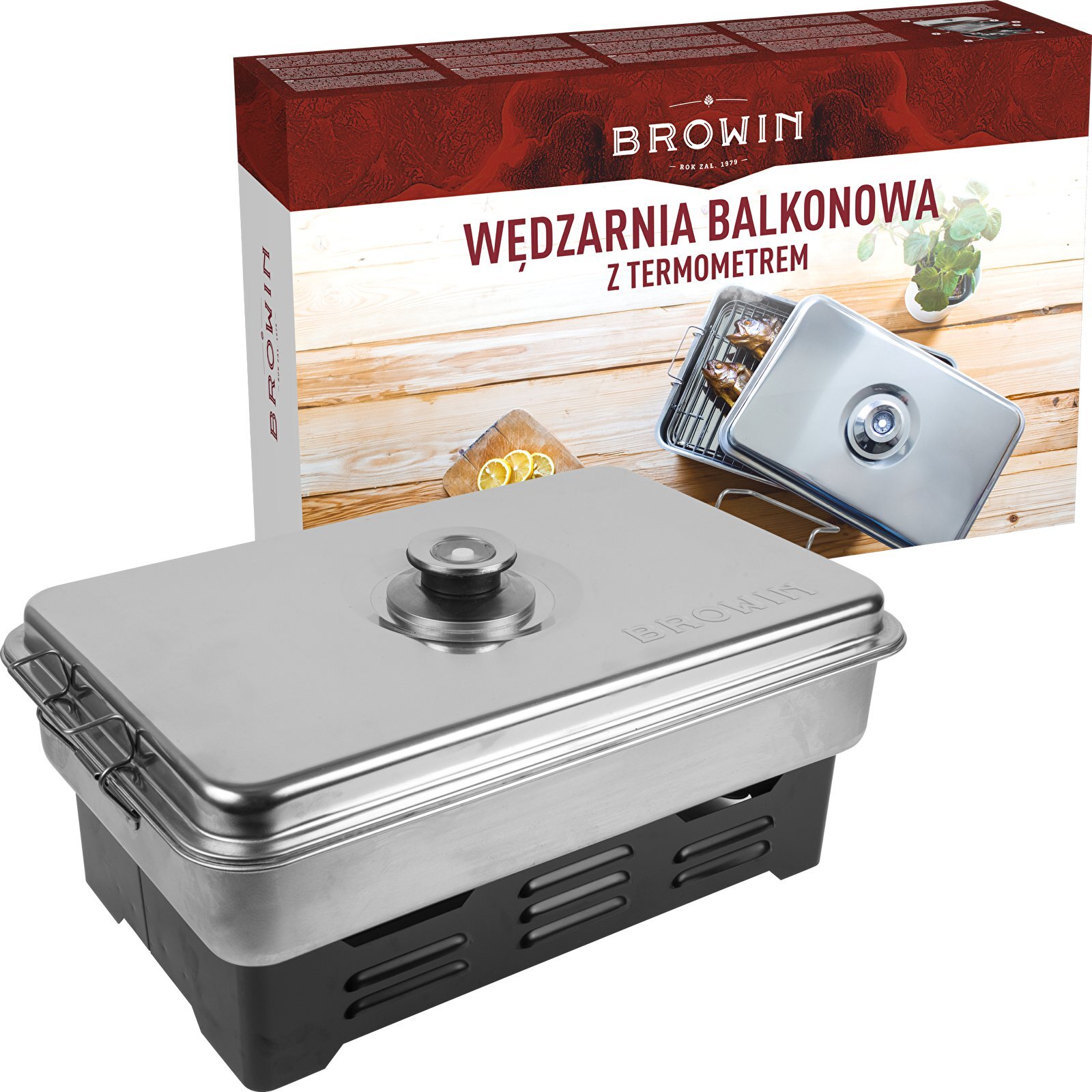Tischräucherofen mit Thermometer Tisch Räucherofen Edelstahl Räuchergrill BROWIN