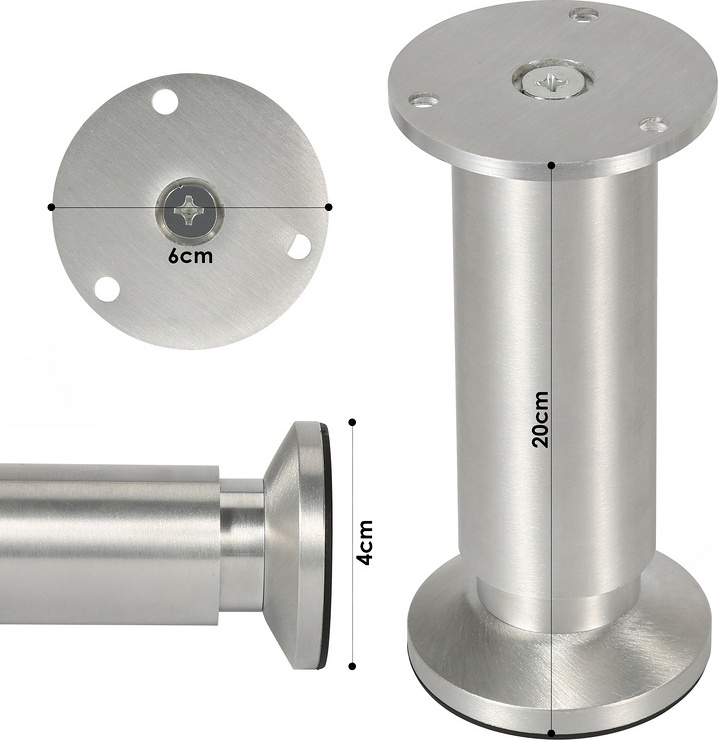 SWANEW 4er Set Möbelfüße Sockelfuß Tischfuß Möbel AluminiumHöhe:180 mm; Durchmesser: 40 mm; Höhenverstellung: + 15 mm RL-HG7048-4-UA