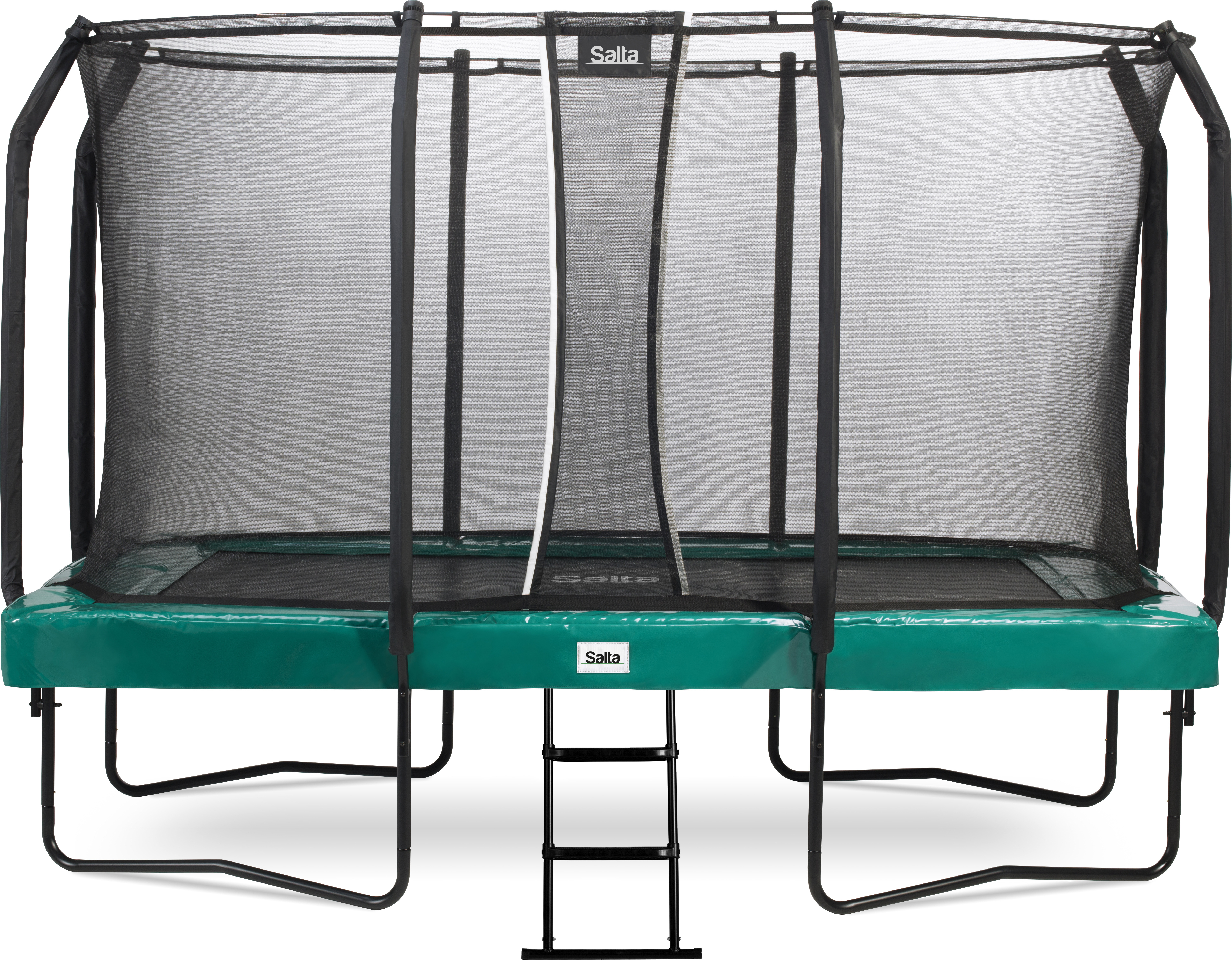 Trampolína Salta First Class - 366x214cm - obdĺžniková - zelená - vrátane. Rebrík