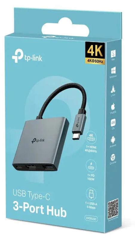 TP-Link UH3020C Schnittstellen-Hub USB Typ-C 5000 Mbit/s Grau