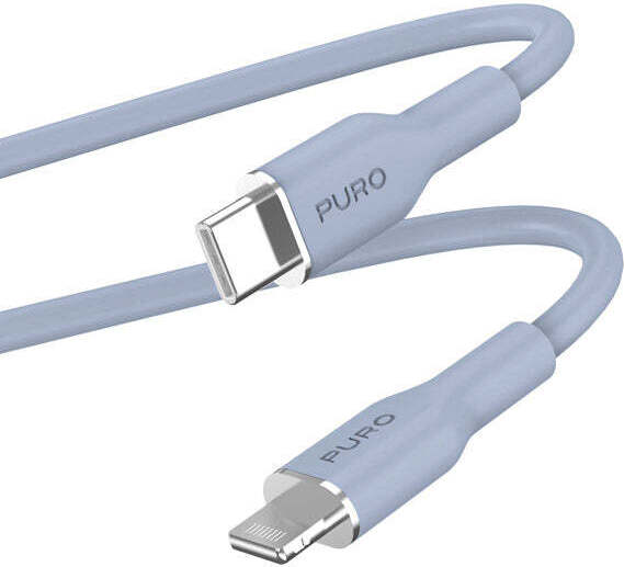 PURO ICON Soft Cable - kábel USB-C na Lightning MFi 1,5 m (púdrovo modrý)