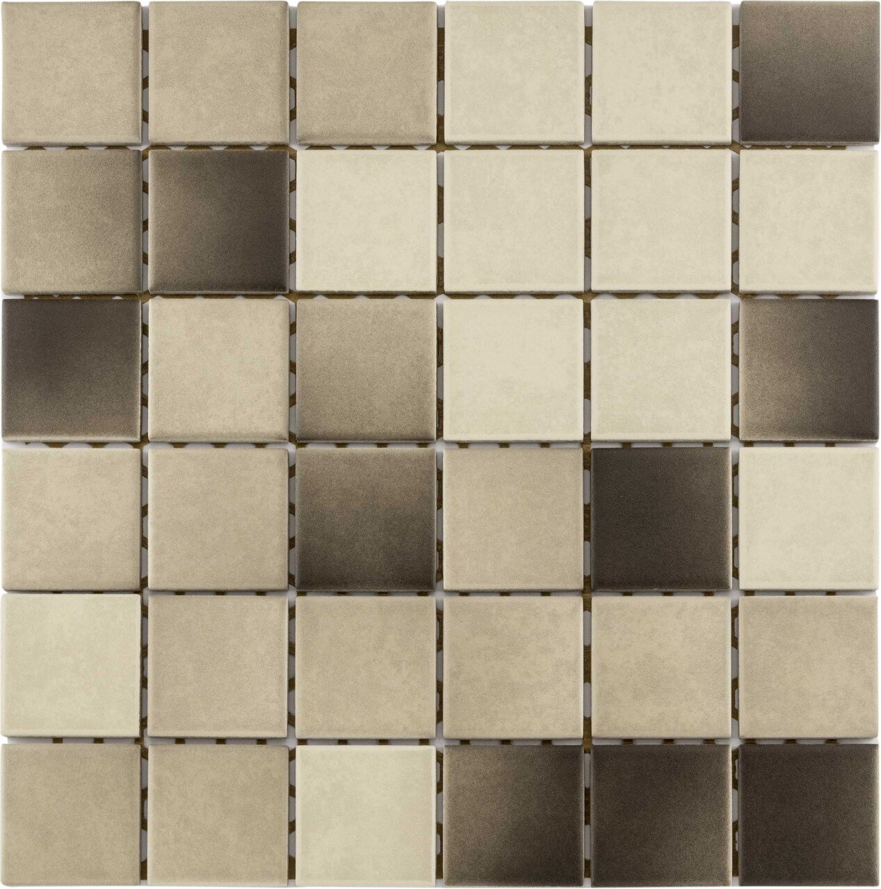 KNG Mosaikfliese Maxi 30 x 30 cm creme-braun Steinmaß: ca. 4,7 x 4,7 cm