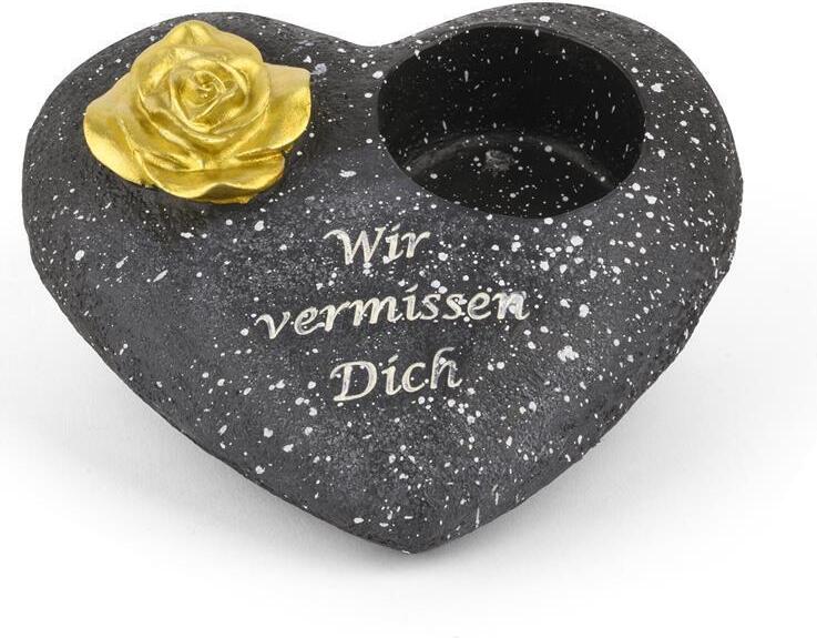 Novaliv Grabschmuck I Grabengel Grabdeko Grabherz grabdekoration Engel für Friedhof grablaterne Engel (Herz Rose schwarz, 1x Stück)