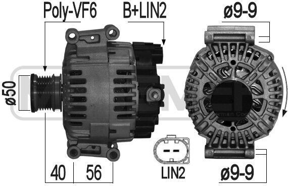 ERA 209231A Alternátor LiMa 150 A, 14 V, vhodný pre MERCEDES-BENZ trieda C – limuzína (W204), trieda C – kombi (S204), trieda E – limuzína