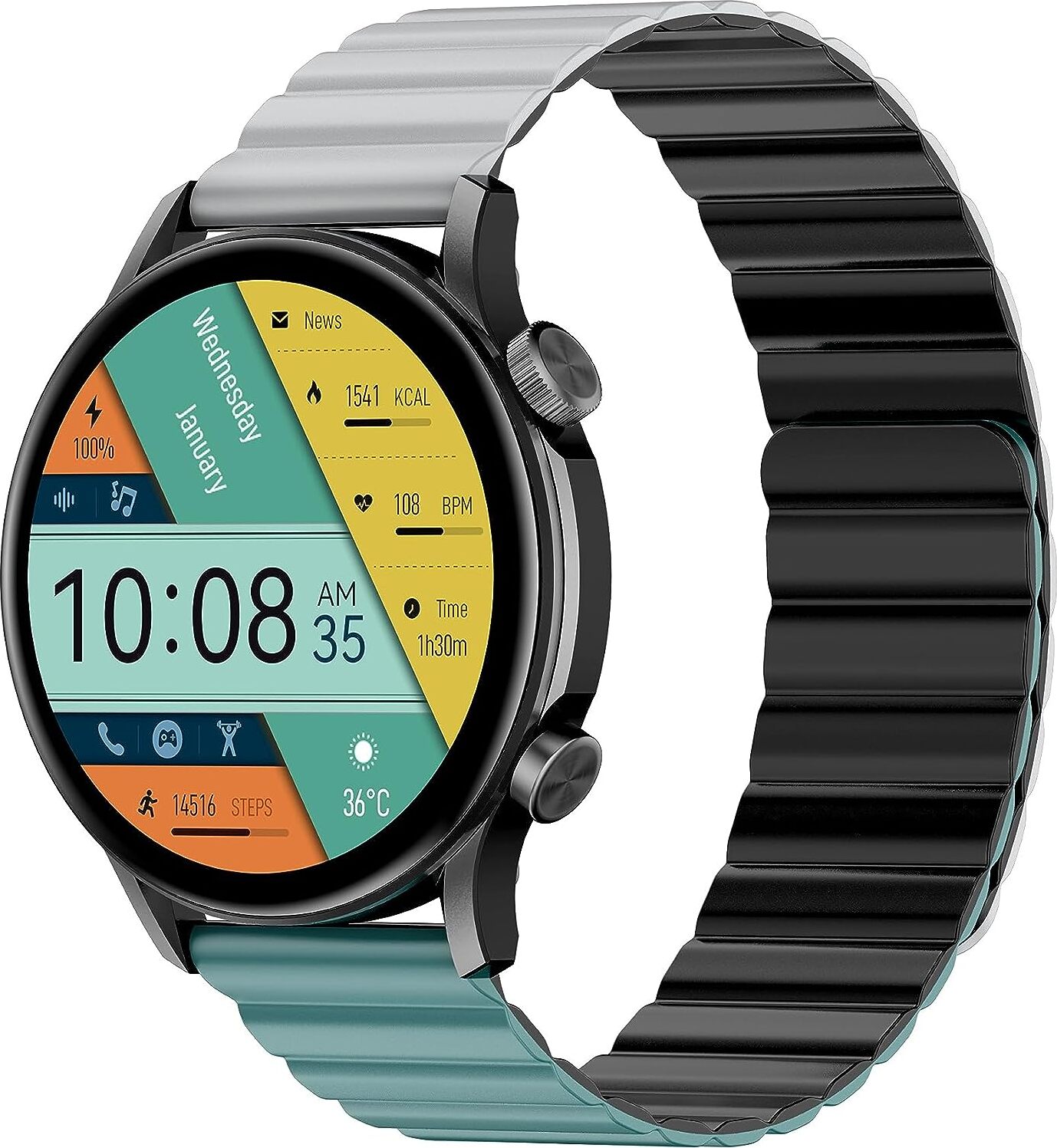 Kieslect Calling Smartwatch Kr pro Ltd, zakrivené multifunkčné hodinky s krytím IP68 Námestie IOS + Android šedé