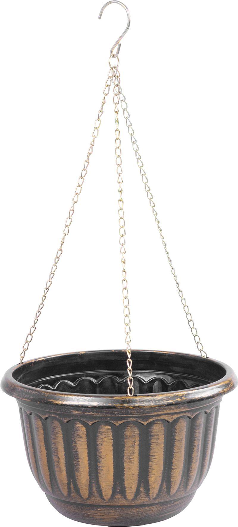Blumentopf Strend Pro, hängend, zum Aufhängen, golden, 24,5x15 cm, mit Kette und Aufhänger