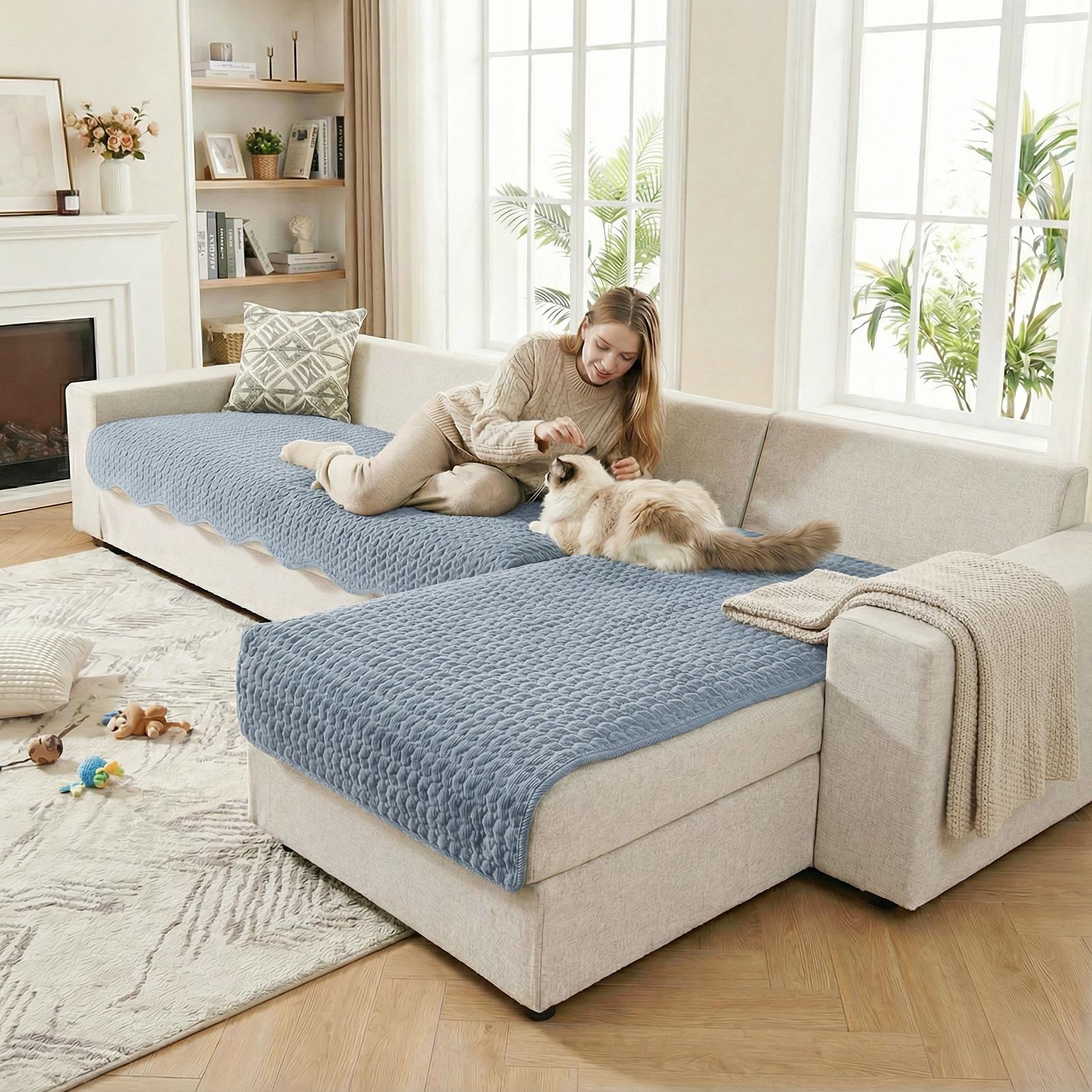 L Form Sofa Überzug,2 Stück Kordherz rutschfeste Sofakissen