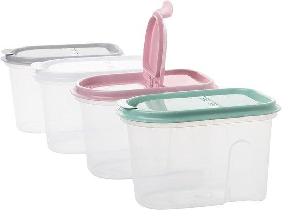 OEM Durchsichtige Plastikdosen mit Deckel, 1,1 l, grau, rosa, weiß, grün 2026