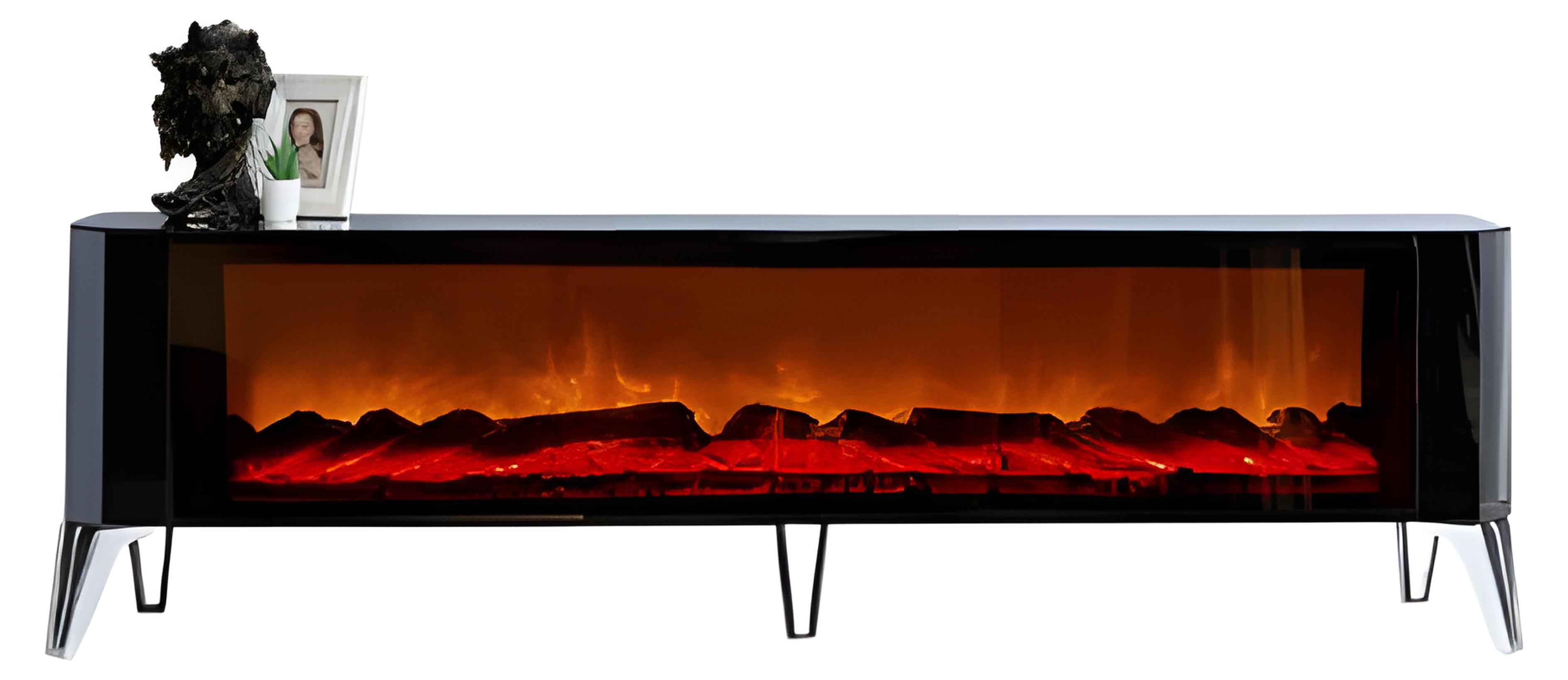 AEA Glänzender TV-Lowboard mit Kamineffekt und feuriger Beleuchtung