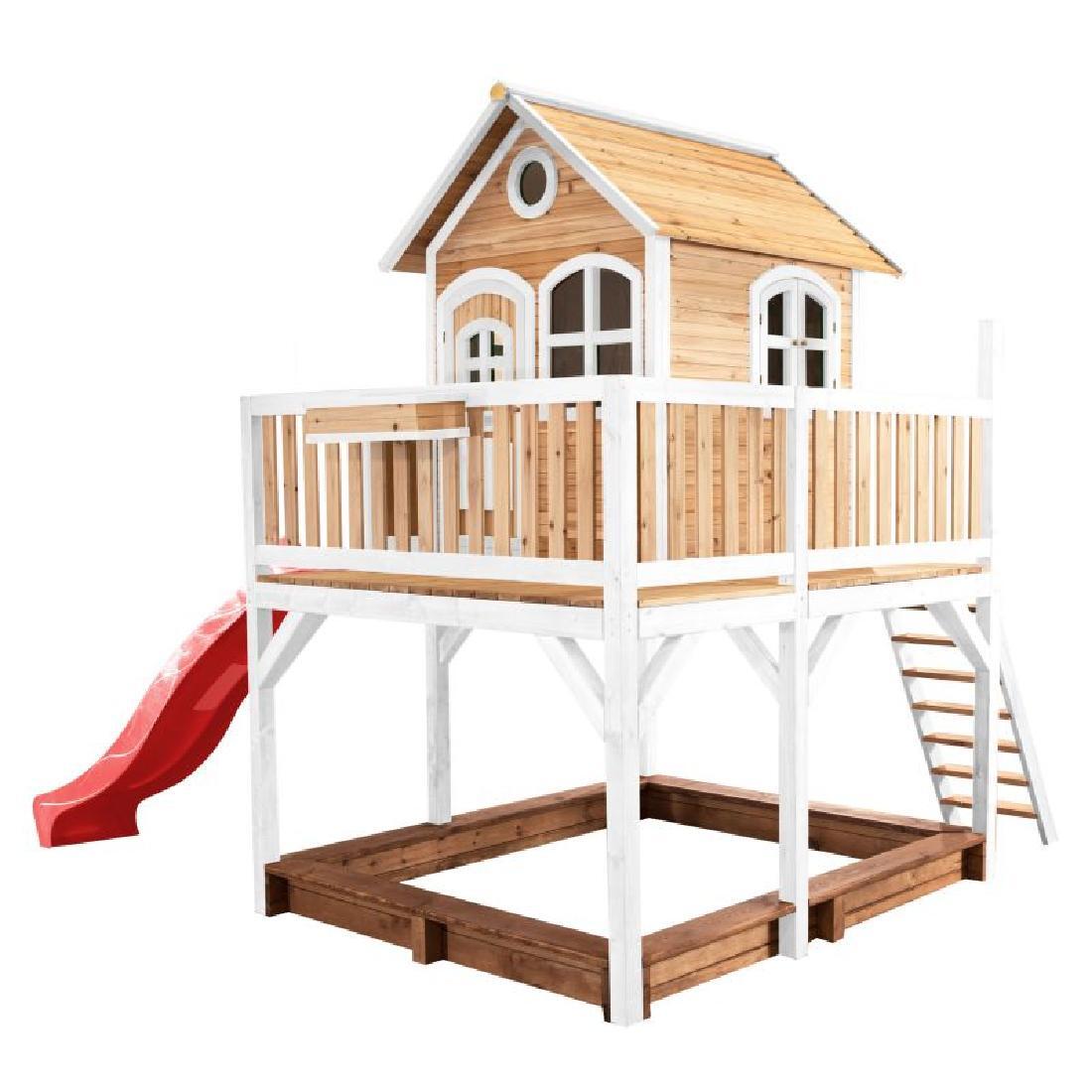 Pragma Axi Playhouse Liam 255 x 377 x 291 cm Holz Natur Rot Weiß A030.151.21
