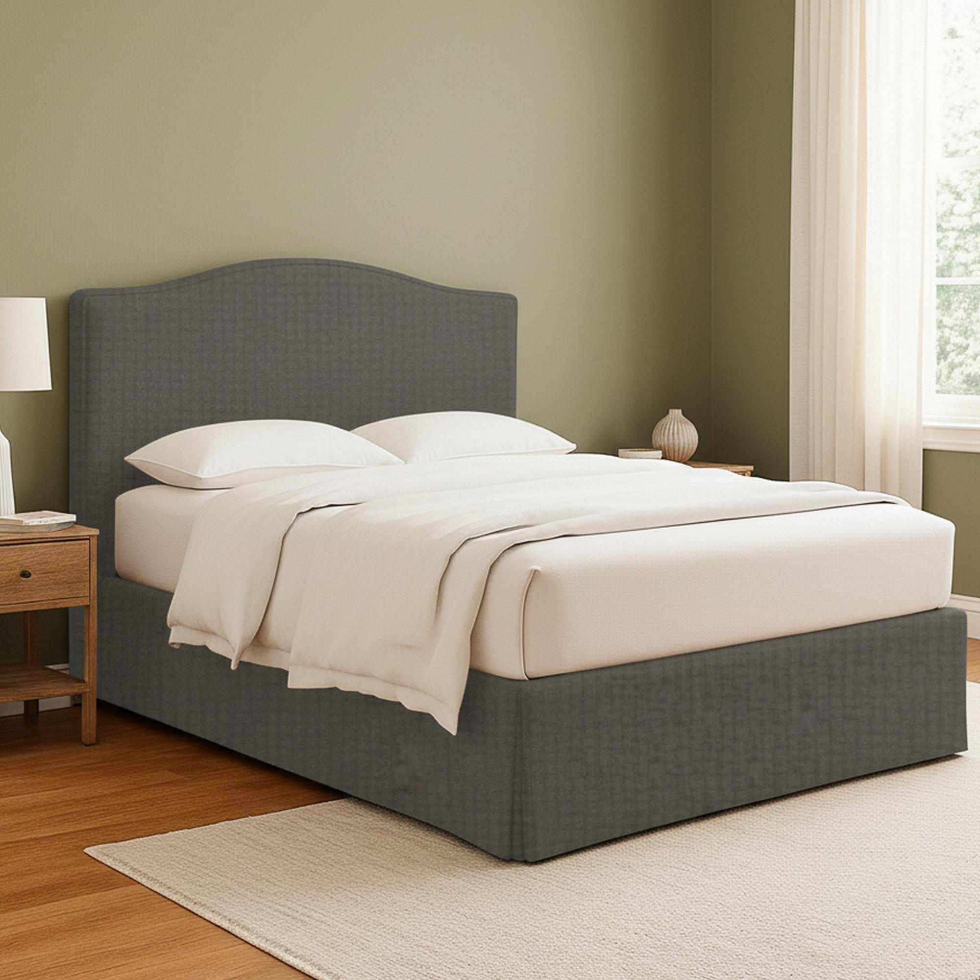 Dmora Bett 140x200 cm, Schiefergrau Taupe, Beziehen, mit Stauraum