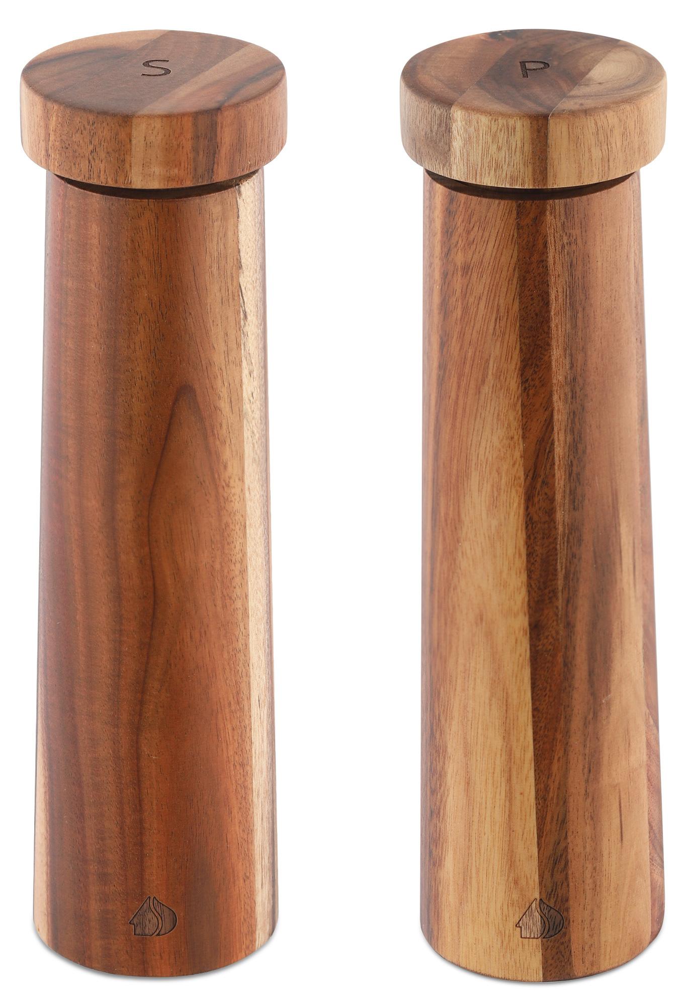 Navaris Salz und Pfeffer Mhle Set - Gewrzmhle Grinder Streuer fr Gewrze - Salzstreuer Pfefferstreuer aus Holz - zum Mahlen - nachfllbar 49616.03