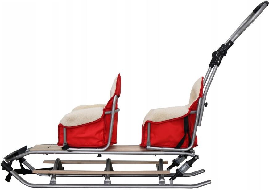 Sonstige Doppelschlitten mit Winterfußsack Schlitten Holzschlitten mit Rückenlehne Holz; Rot