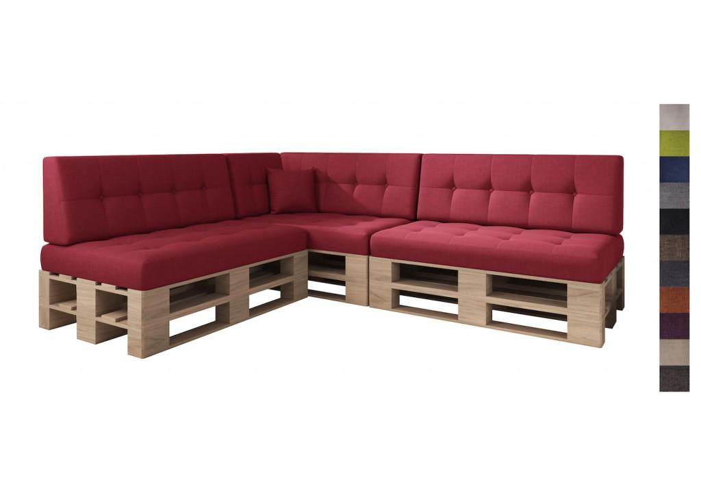 sunnypillow Palettenkissen Verona gesteppt 8er Set Red