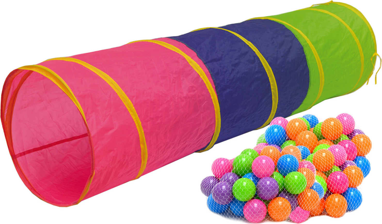 LittleTom Spieltunnel 200 Bälle Kriechtunnel 180x46cm Krabbeltunnel Kinder Zelt Tunnel 16503