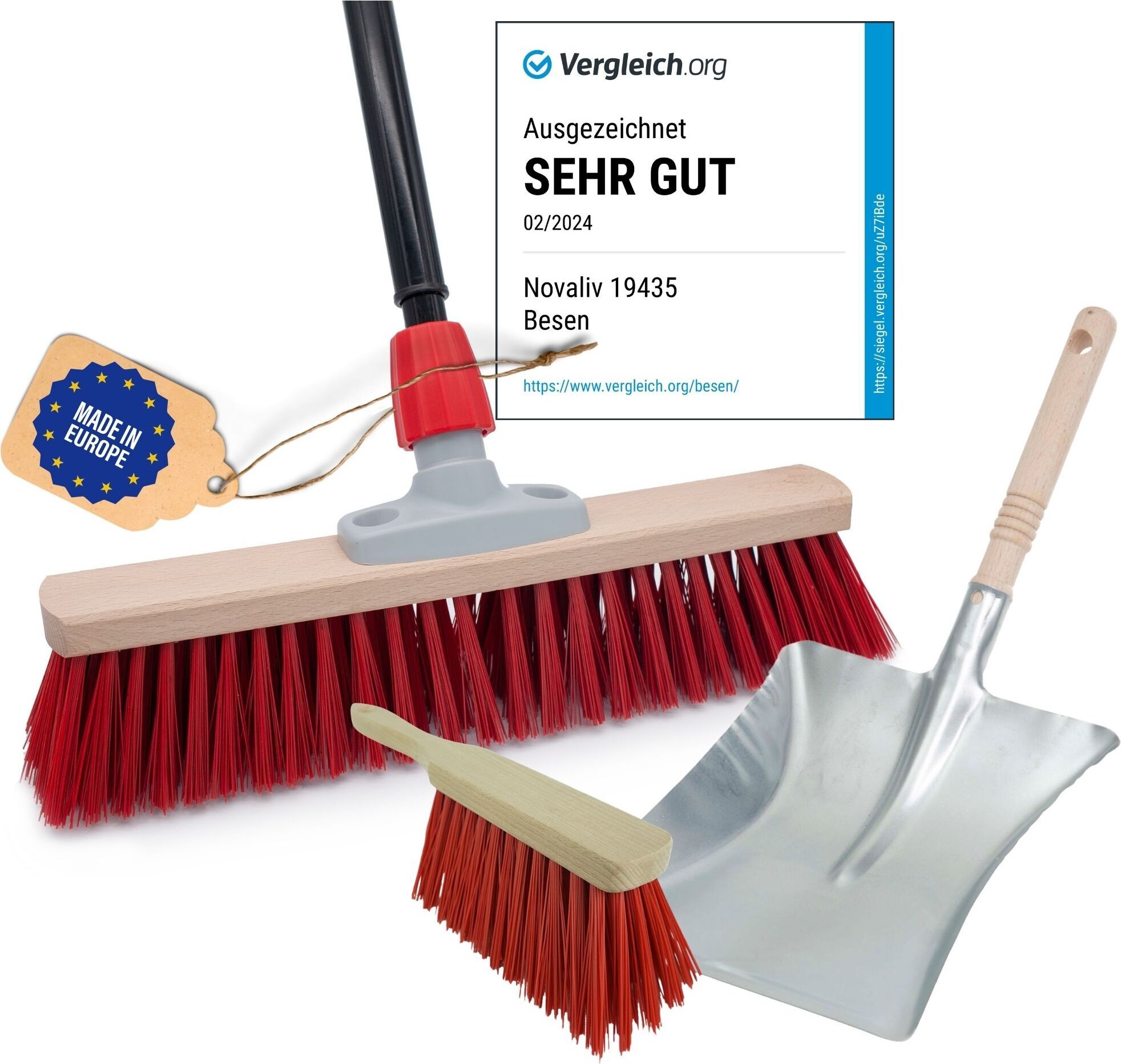 Novaliv 2x Straßenbesen 40 Cm Besenkopf – Elaston-Borsten, Holz, Ohne Stiel, Für Hof, Werkstatt, Terrasse & Schnee