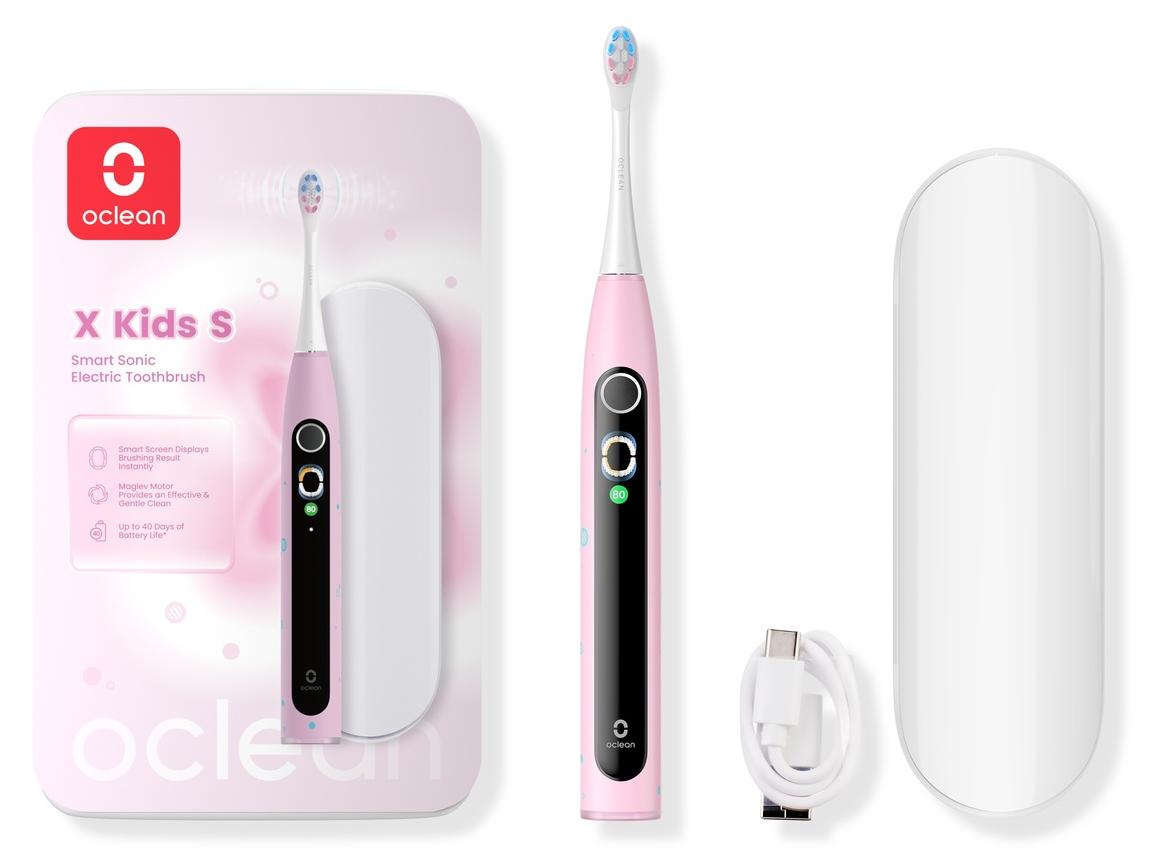 Oclean X Kids Set, Dospelý, Sonická zubná kefka, Ružová, Biela, 79200 pohybov za minútu, 2 min, 30 sec, Ružová