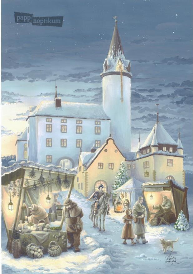 Mini adventný kalendár Rapunzel – zámok Purschenstein, papier, 17 x 12 cm