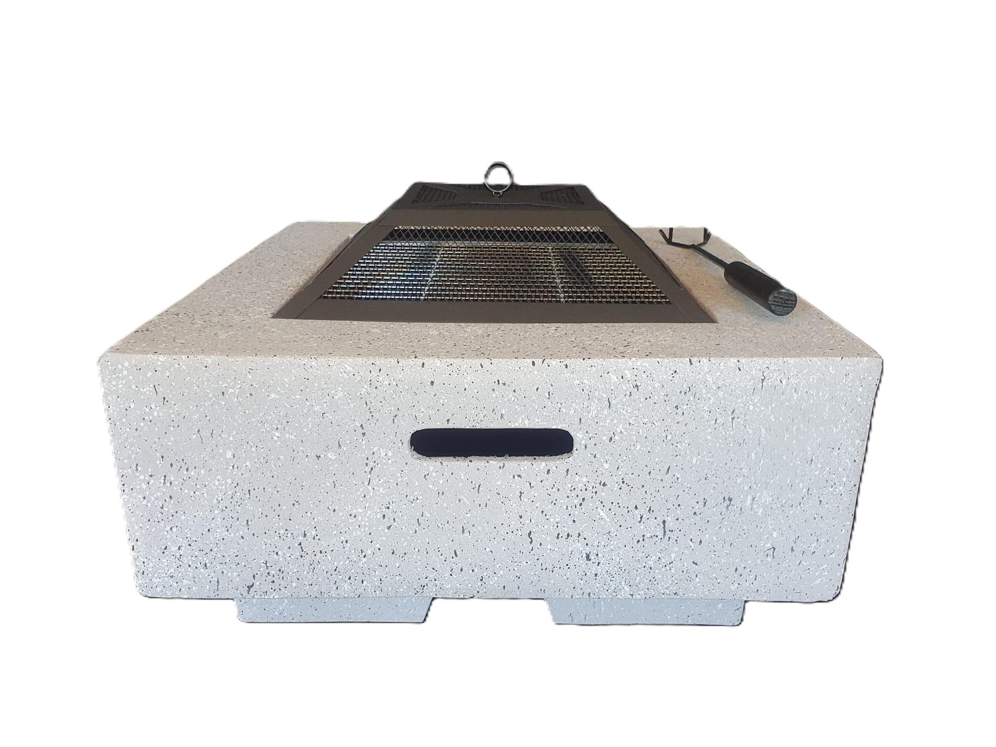 Colibri Feuertonne, Feuerschale, Grill, Feuerschale Steinoptik, Design Feuerstelle Betonoptik (Eckig)