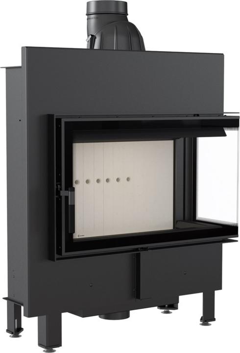 Oceľový krb KRATKI LUCY SLIM pravý 10 kW Ø 160 samozatváracie dvierka