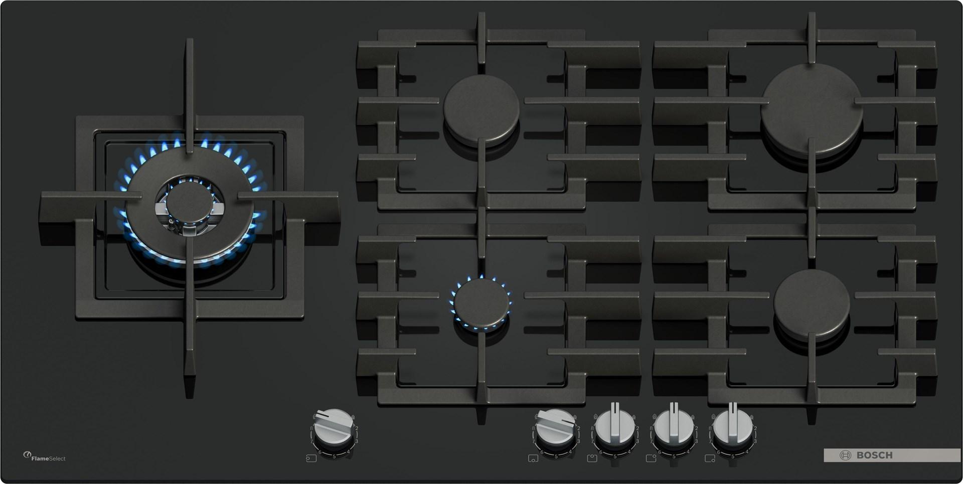 Bosch 6 Serie PPM9A6I40 Kochfelder Schwarz Integriertes 90 cm Kochfeld Gaskochfeld de 5 Zone(n)