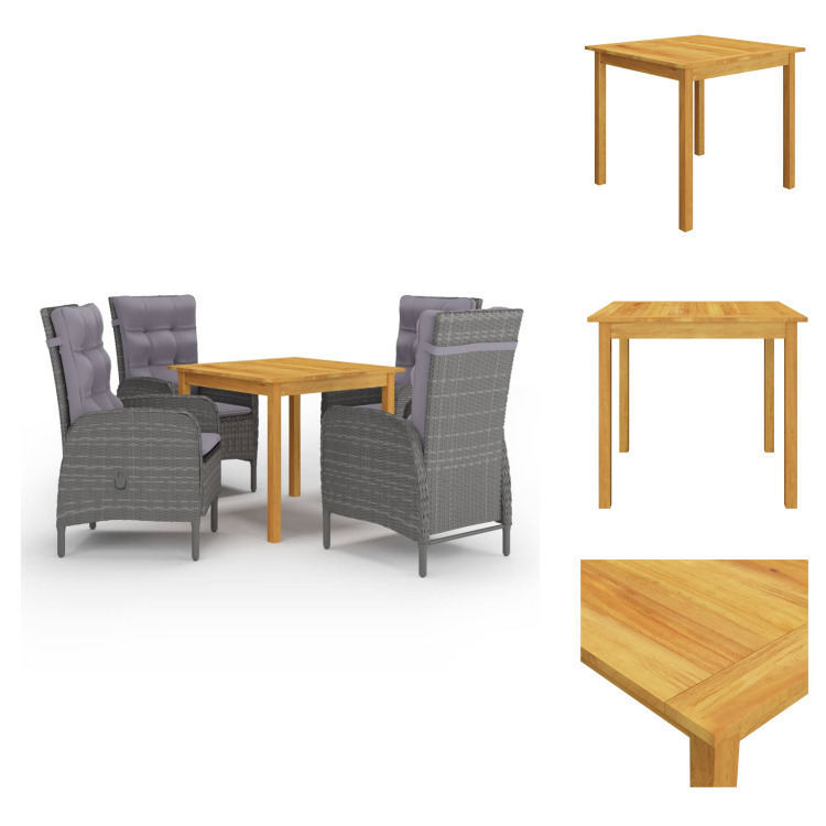 vidaXL 5-dielny záhradný jedálenský set sivý - Záhradné nábytkové zostavy