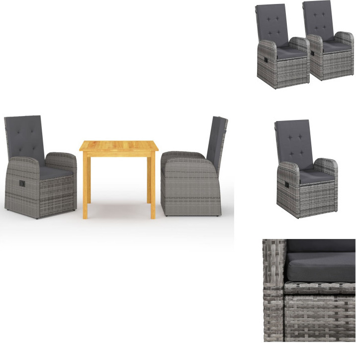 vidaXL 3-dielny záhradný jedálenský set sivý - Záhradné nábytkové zostavy