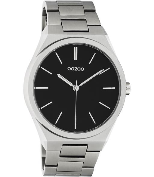 Náramkové hodinky Oozoo Uni s náramkom z nehrdzavejúcej ocele 40 MM strieborná farba/čierna C10521