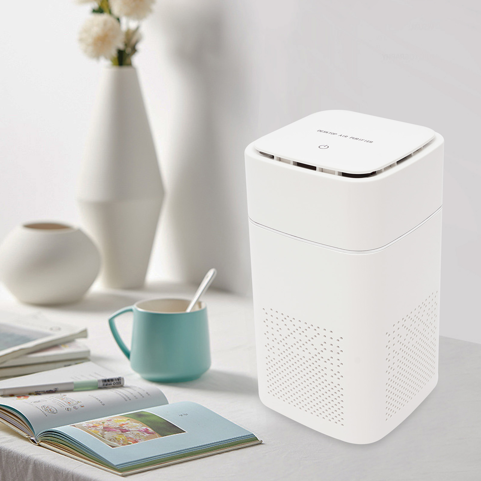 GreatDEshop2021 Luftreiniger, Negativ-Ionen-Luftreiniger, Desktop-Reiniger, Desktop-Luftreiniger für zu Hause JJNLLO-000100ND-WL