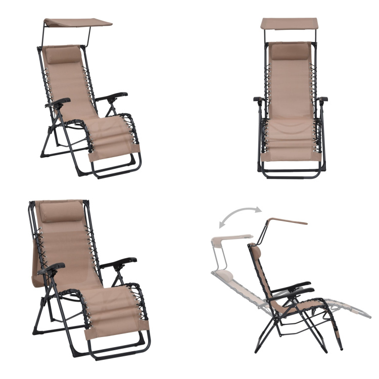 vidaXL Skladacie lehátko Textilene Taupe - Lehátko - Lehátka - Záhradné kreslo - Záhradné stoličky