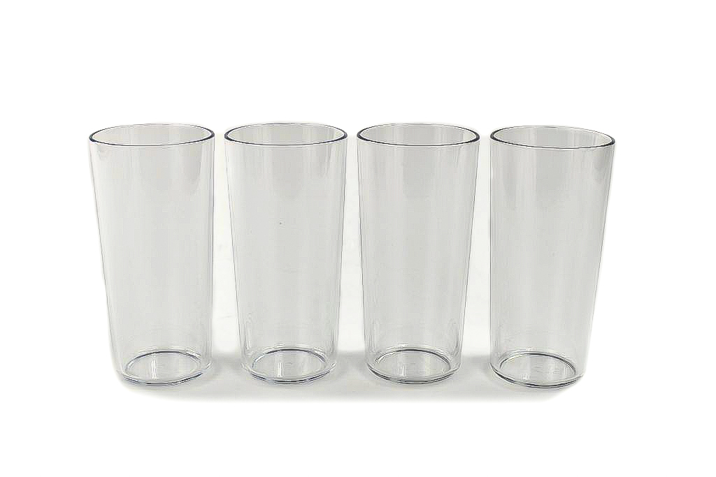 TUPPERWARE Clear Collection Becher transparent Trinkbecher (4) + SPÜLTUCH