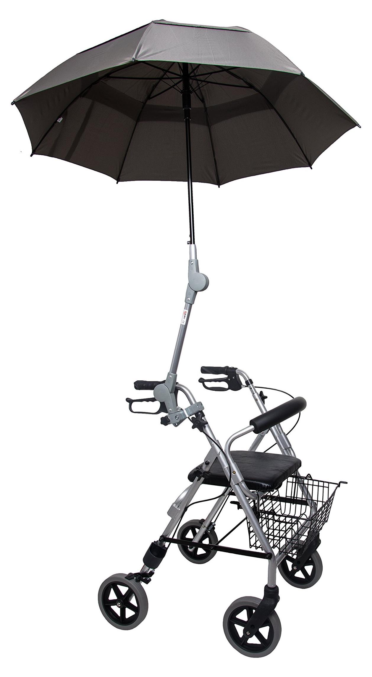 Markenlos Rollatorschirm, Regenschirm, Sonnenschirm, Schirm inklusive Befestigungsmaterial, olivgrün