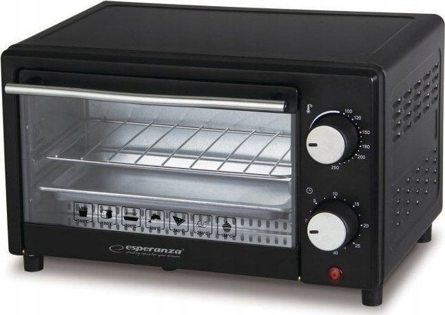 Mini-Ofen Esperanza Eko007 Schwarz 900 W 10 l 250°C Timer 30 Min ESPCALZN
