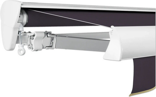 SOLUNA Halbkassettenmarkise Classic 4,5x1,5 Dessin S2119 Gestell E6EV1 silber eloxiert Antrieb links inkl. Kurbel