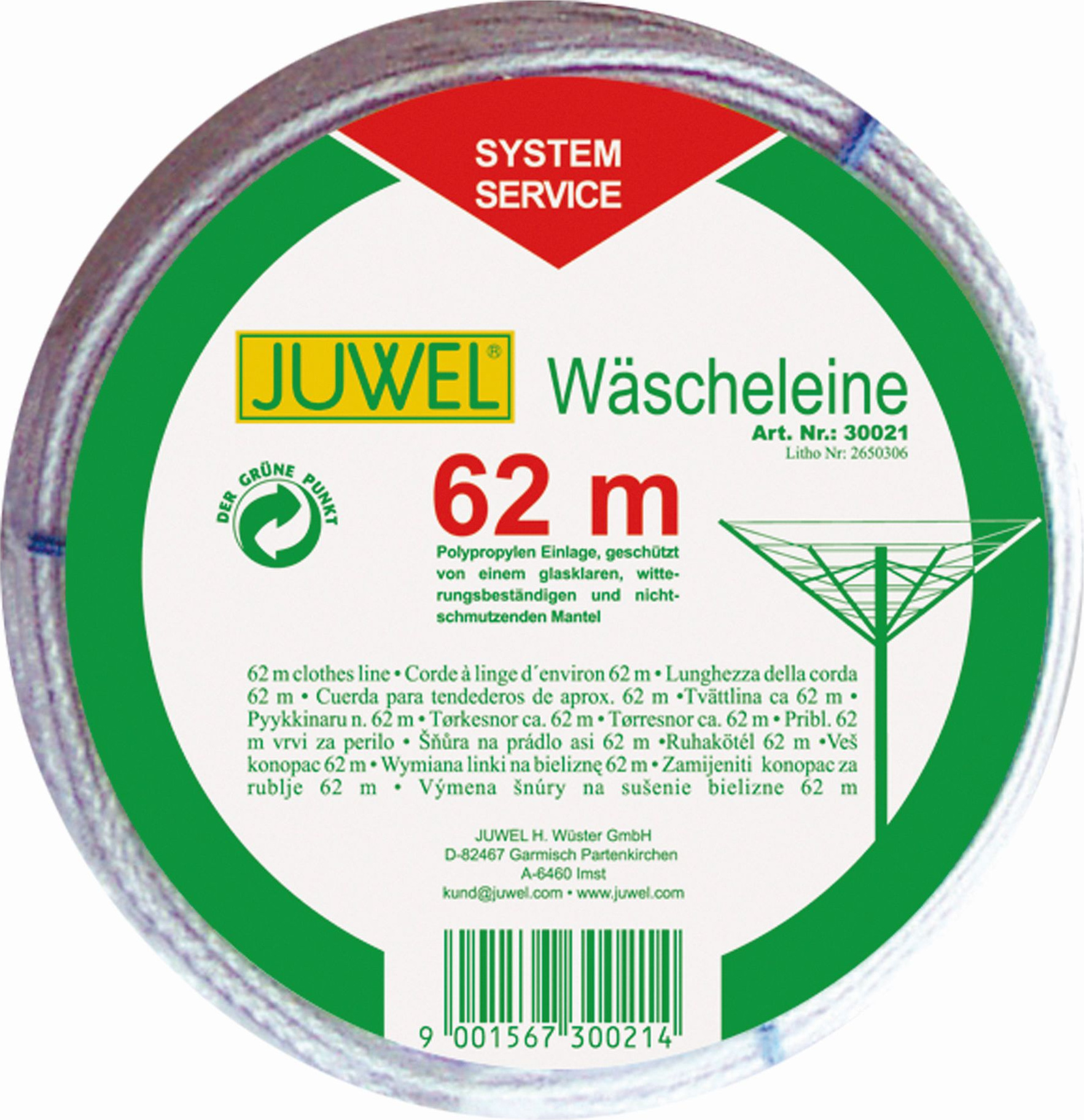 JUWEL Wäscheleine 62 m : Wäscheleine 62 m Ausführung: Wäscheleine 62 m GTS278360