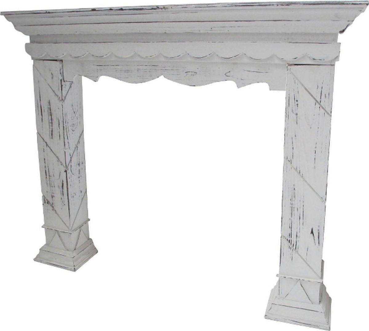 Casa Padrino Landhausstil Kaminumrandung Antik Weiß 116 x 22 x H. 99 cm - Handgefertigte Kaminumrandung im Shabby Chic Look