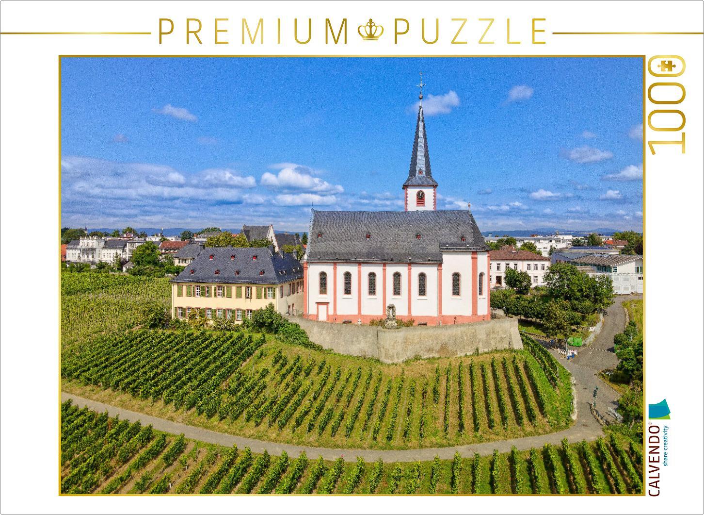 CALVENDO Puzzle Die Pfarrkirche St. Peter und Paul, Wahrzeichen der Stadt Hochheim, einzige hessische spätbarocke Fresko-Kirche | 1000 Teile Lege-Größe 64x48cm Foto-Puzzle für glückliche Stunden