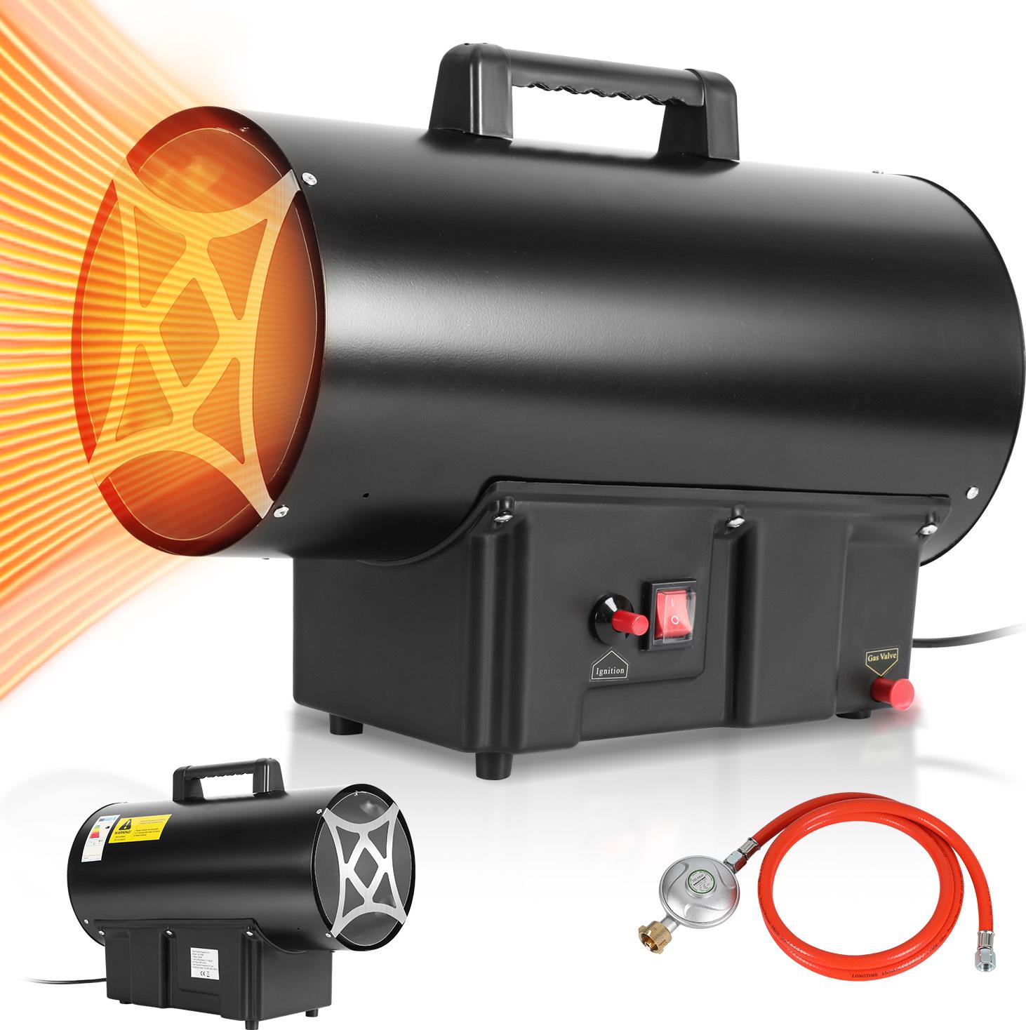 Bettizia plynový ohrievač pre interiér, 30KW 220V plynový ohrievač plynový ohrievač ventilátor plynový ohrievač propánový ventilátor 650 m³/h prietok vzduchu, s 1,6 m plynovou hadicou a redukčným ventilom 700 mbar