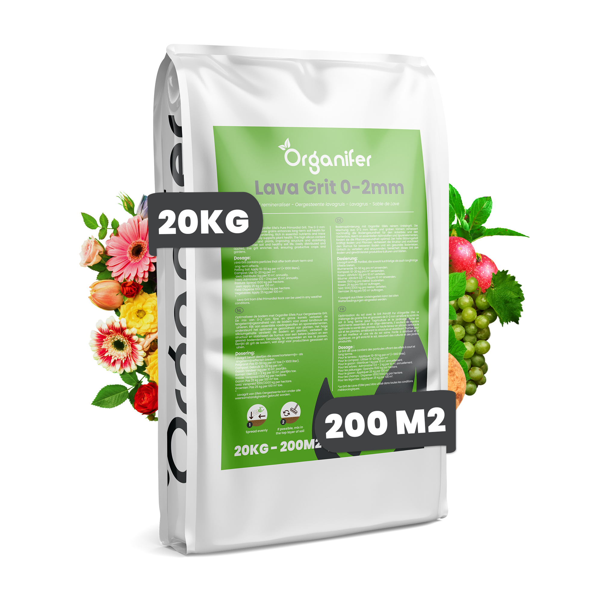 Lavagrus aus Eifeler Urgestein (20 kg für 200 m2)- Organifer 27540