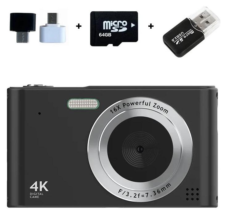 StarTech Retro Digitalkamera - CCD Kinderkamera - 64 GB - 16x Zoom - 6,1 cm Display - HD Qualität - Vintage-Filter - Schwarz